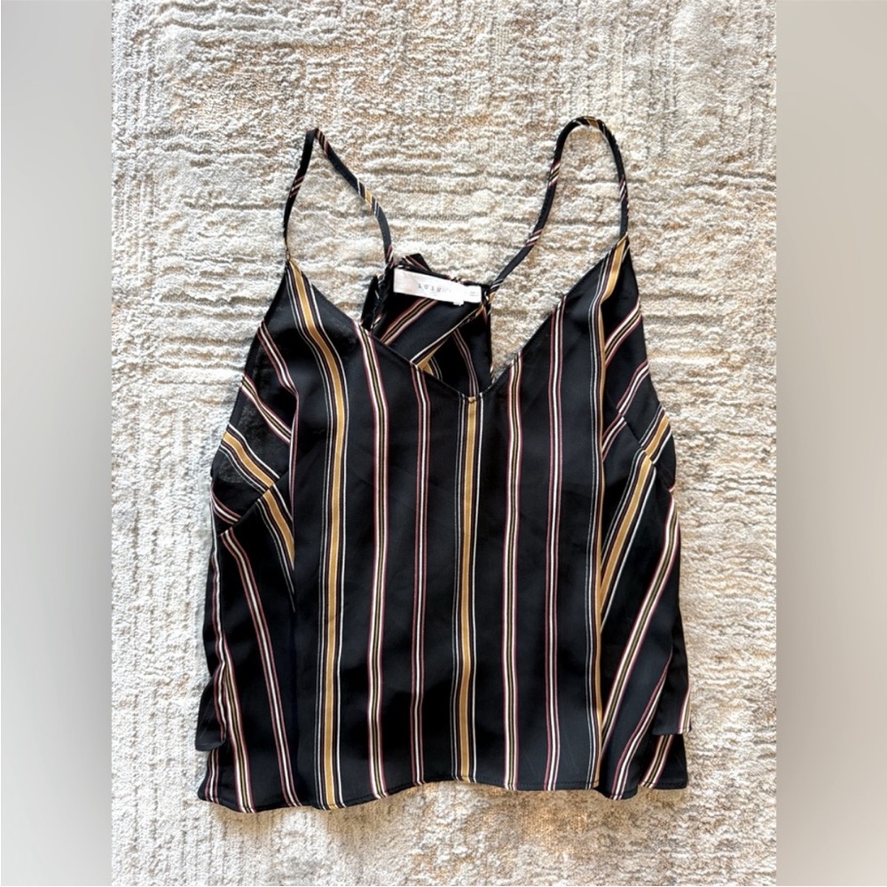 Lush black striped tank top